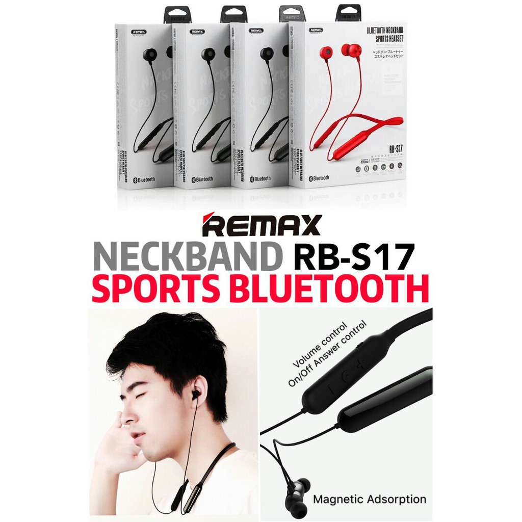 ORIGINAL REMAX RB S17 SPORT WIRELESS BLUETOOTH ANTI SWEAT EARPHONE