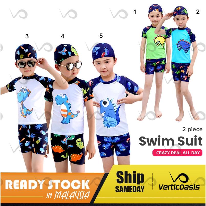 2 Piece Verticoasis Short Sleeve Kids Boy Cartoon Swimming Swim Suit Shopee Malaysia