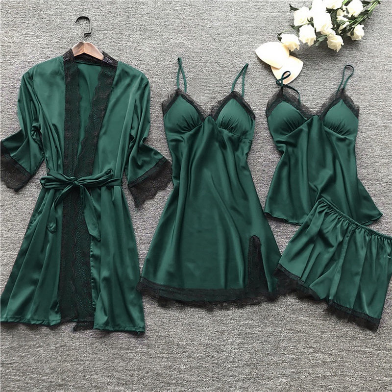 Summer Cool Women's Long Sleepwear Large Size Sexy Ice Silk Satin Nightwear  Home Clothing for Ladies