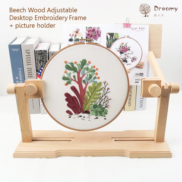 Adjustable Embroidery Hoop Stand Wood Stitch Hoop Holder Upgraded  Embroidery