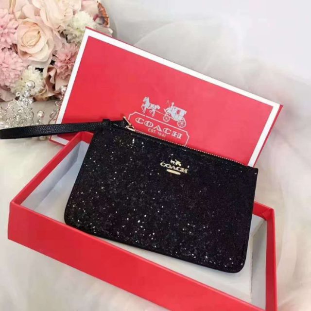 Coach black best sale glitter wristlet