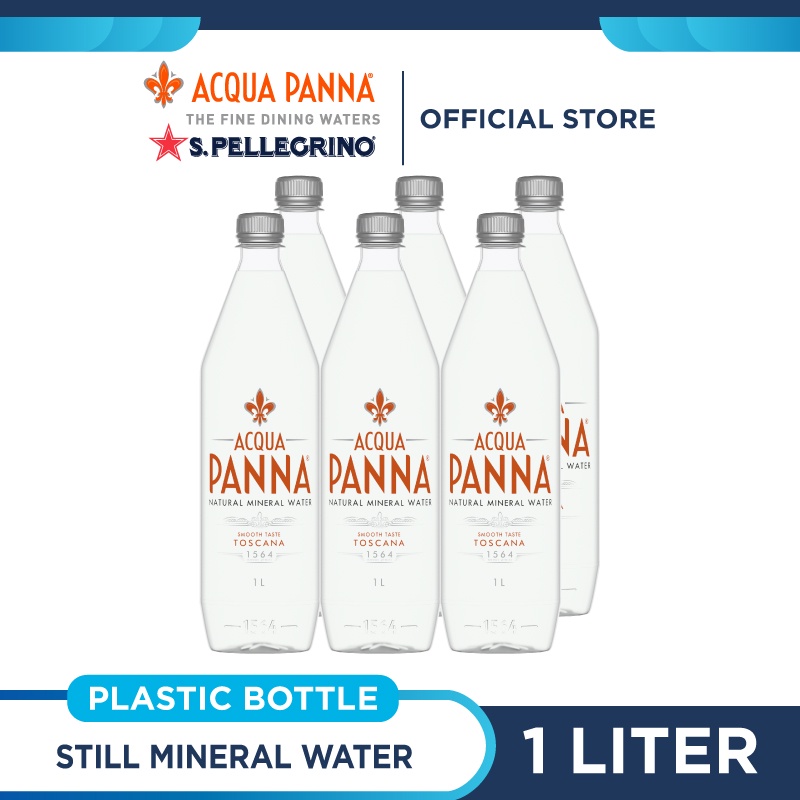 Acqua Panna Still Natural Mineral Water Plastic Bottle PET (1L x 6 Plastic  Bottles/Pack)