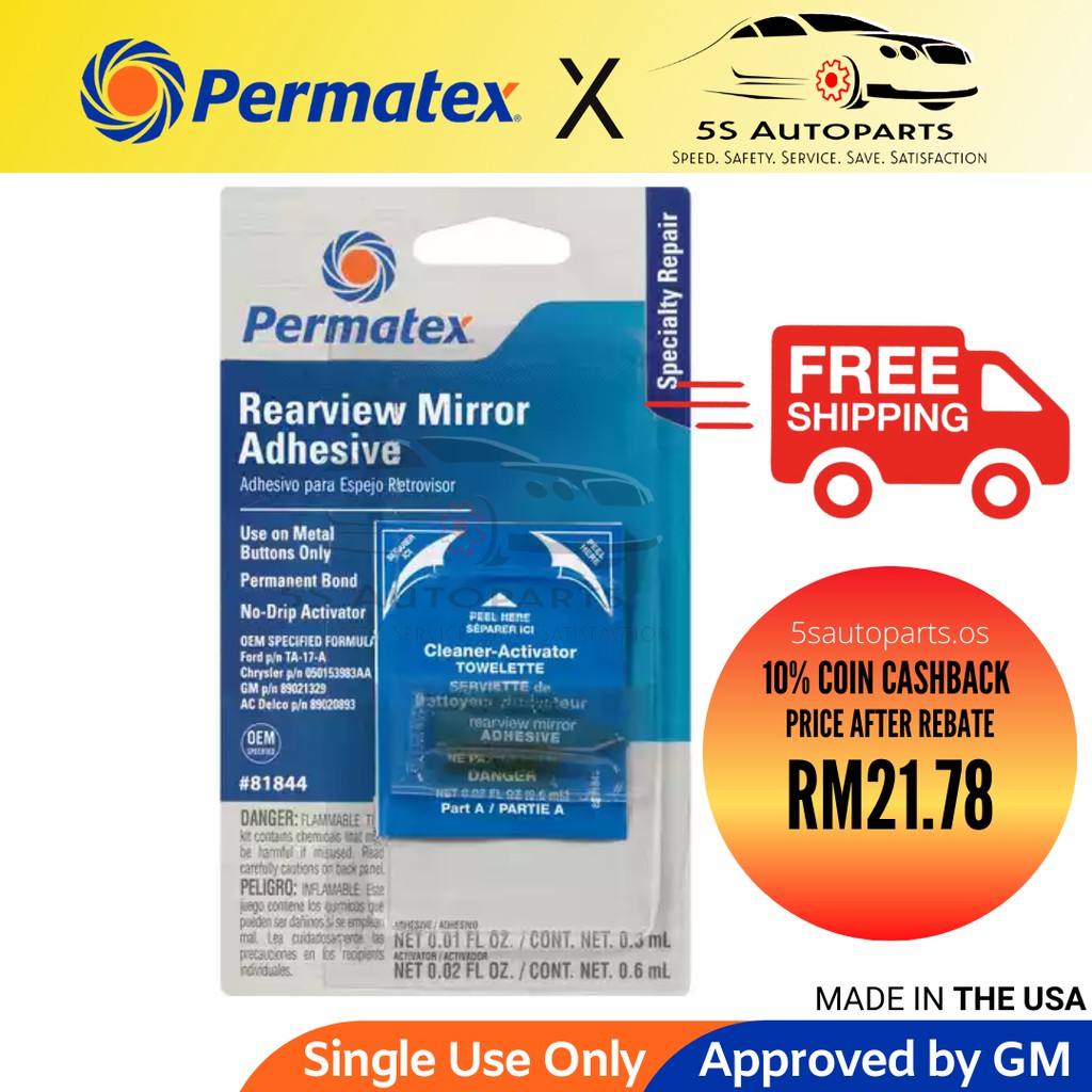 Permatex 81844 Permatex Rearview Mirror Adhesive Kit (81844)