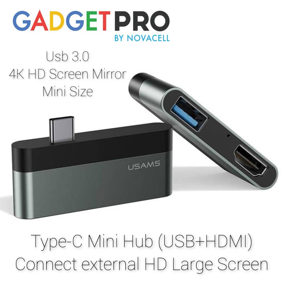 USAMS US-SJ462 Type-C Mini HUB Type-C to USB 3.0 + HDMI Adapter