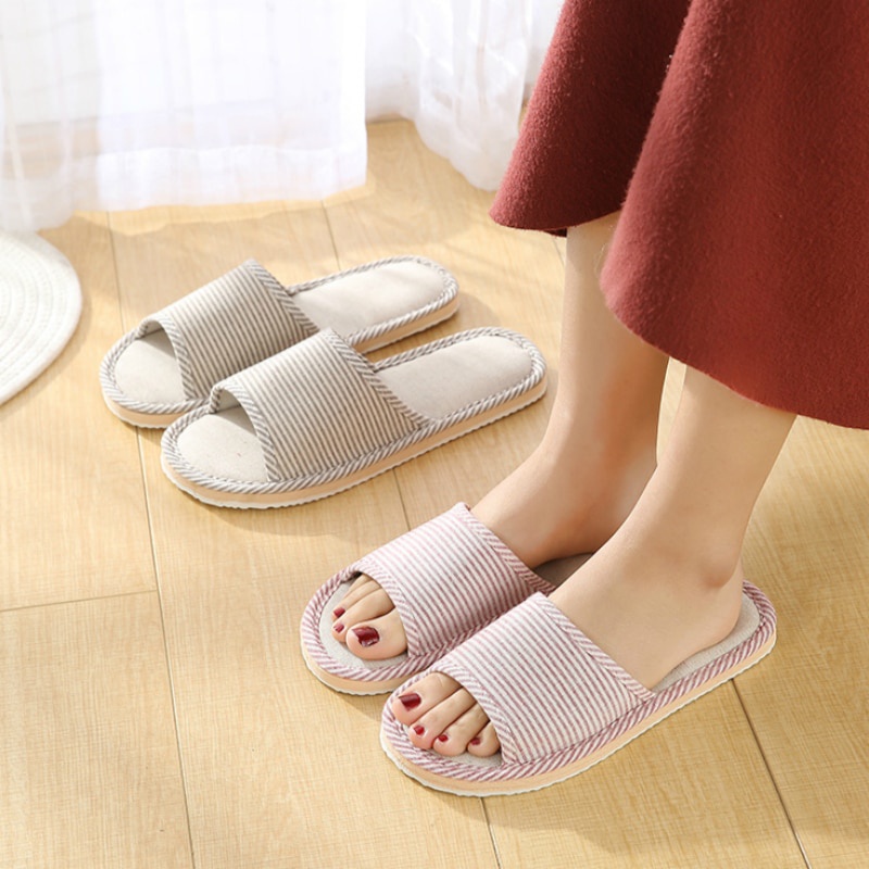 Home Slippers Flip Flops Flax Slippers Indoor Bedroom Women House