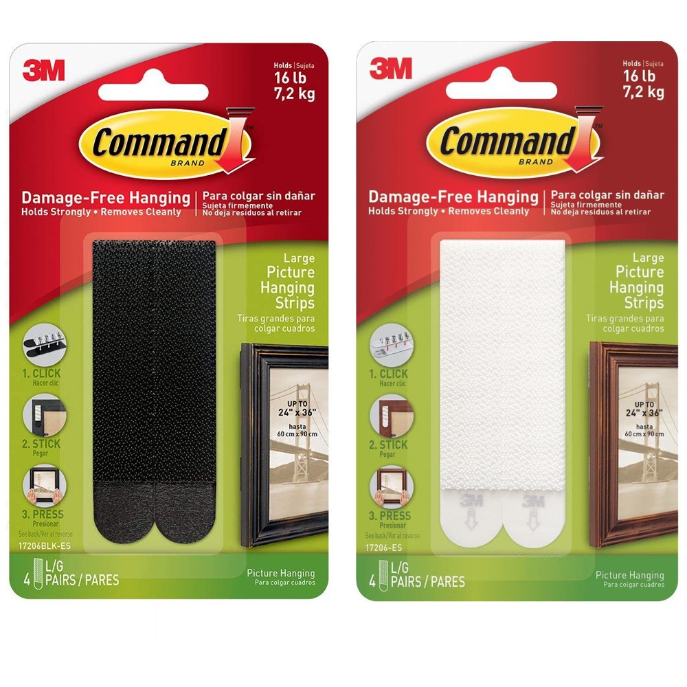 3M Command 17206 Large Picture Hanging Strips (Holds Up To 7.2kg