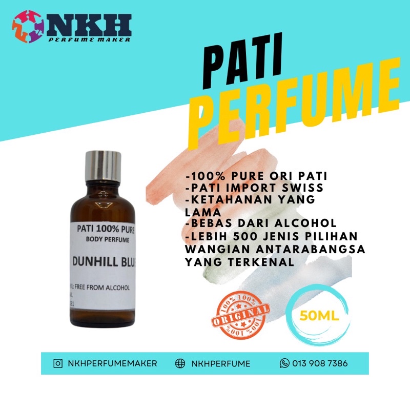 PATI MINYAK WANGI BADAN 50ML 100 PURE BODY PERFUME 50ML 100