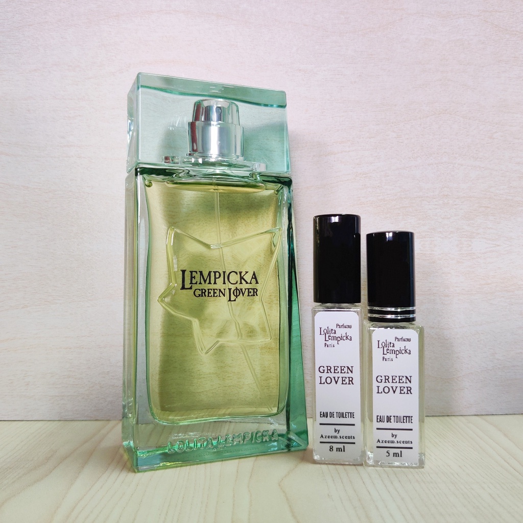 LOLITA LEMPICKA GREEN LOVER 3 PCS GIFT SET EDT 3.4 Oz, AFTER SHAVE BALM,  POUCH!