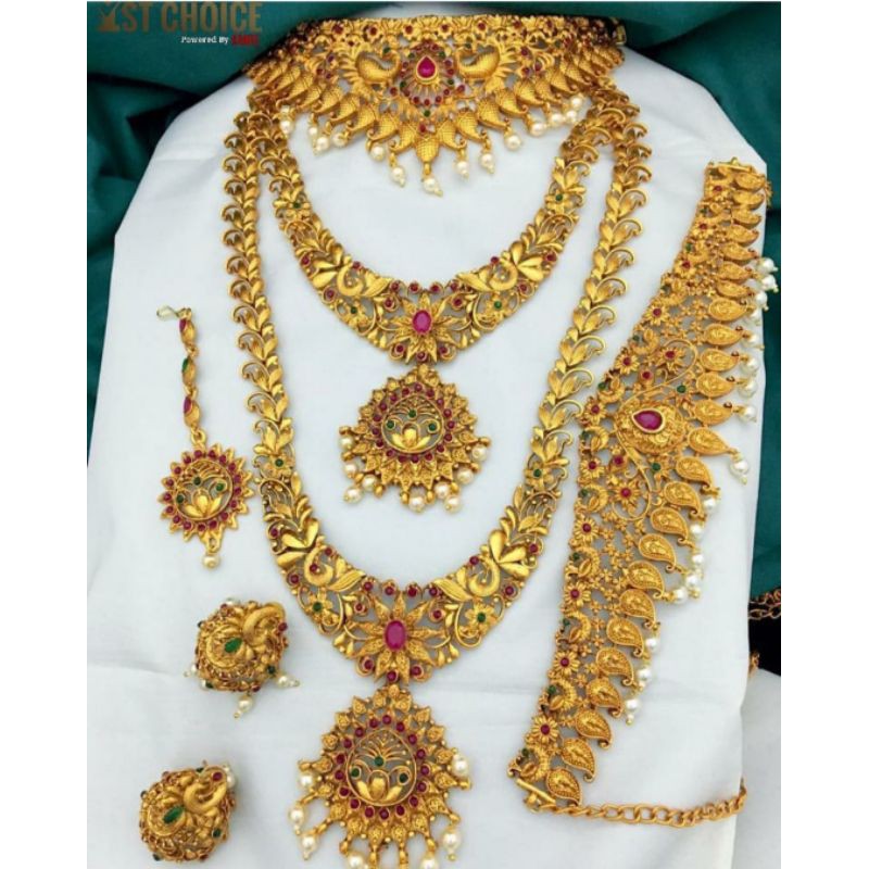 Gold plated jewellery set deals for bride