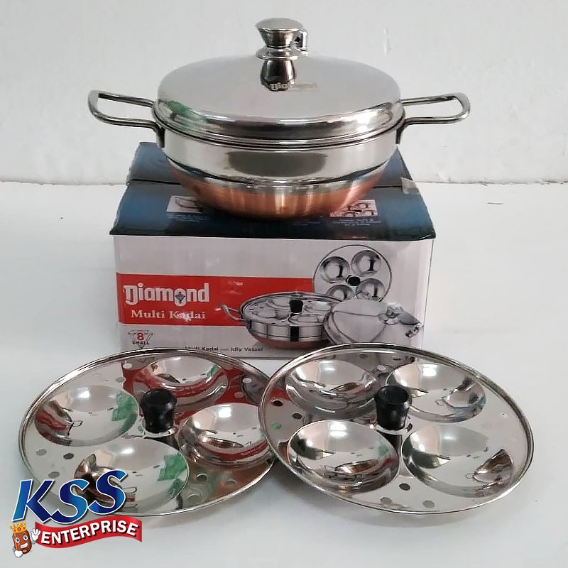 Stainless Steel Copper bottom Kadai 2 sizes -Set of 2 - Diamond