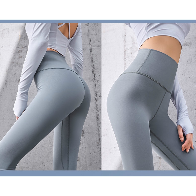 High waist hip yoga pants double-sided sanding elastic slim