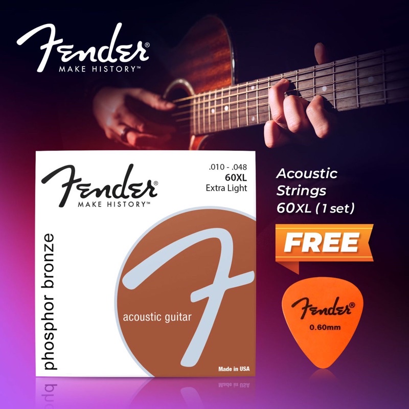 Fender Guitar Strings Acoustic Electric String Tali Gitar Akustik