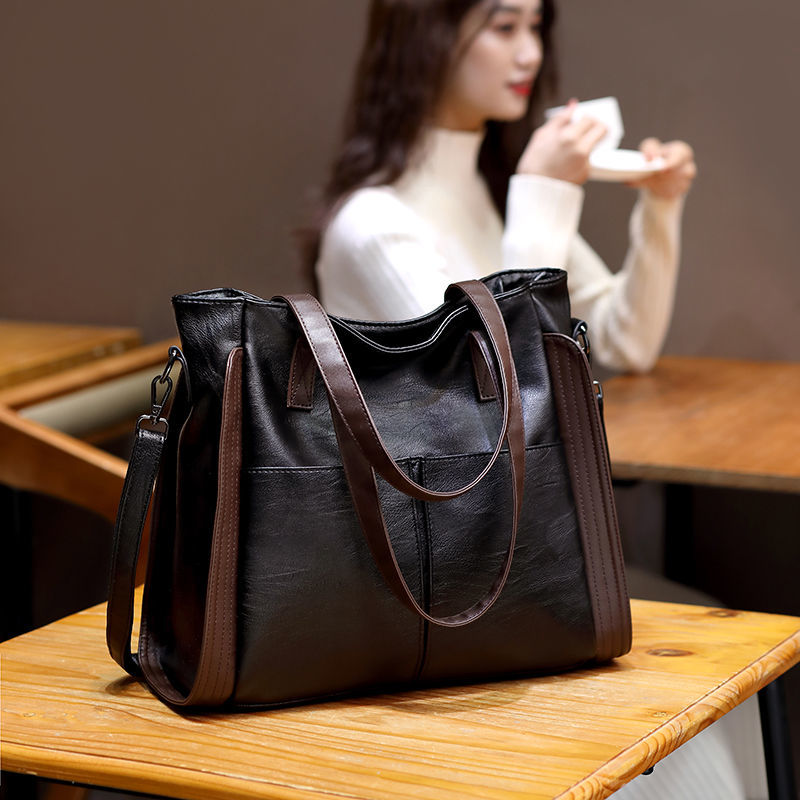 Big leather shoulder outlet bag