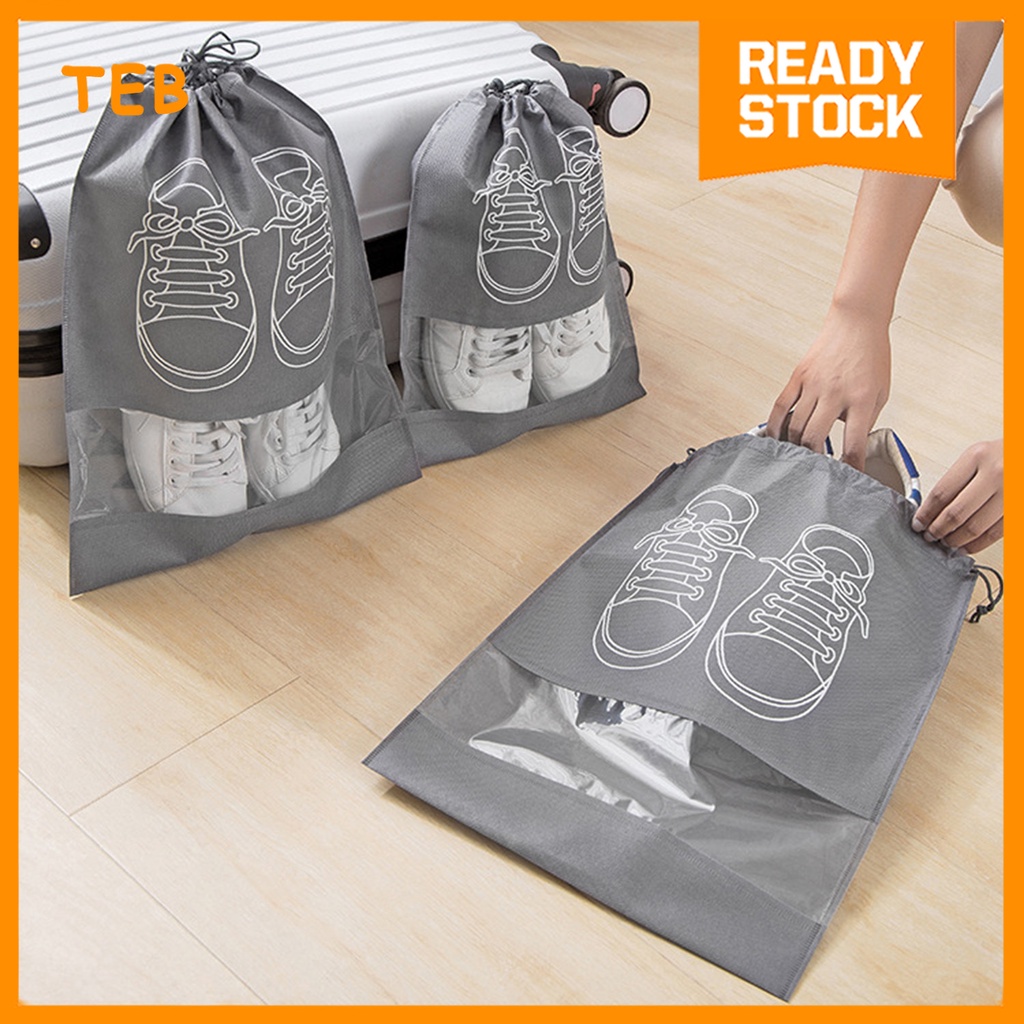 Travel Shoes Bag Shoe Organizer Storage Bag Drawstring Bag Non Woven Beg Kasut Shopee Malaysia