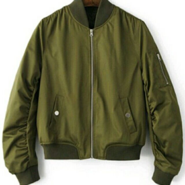 Army green bomber outlet jacket