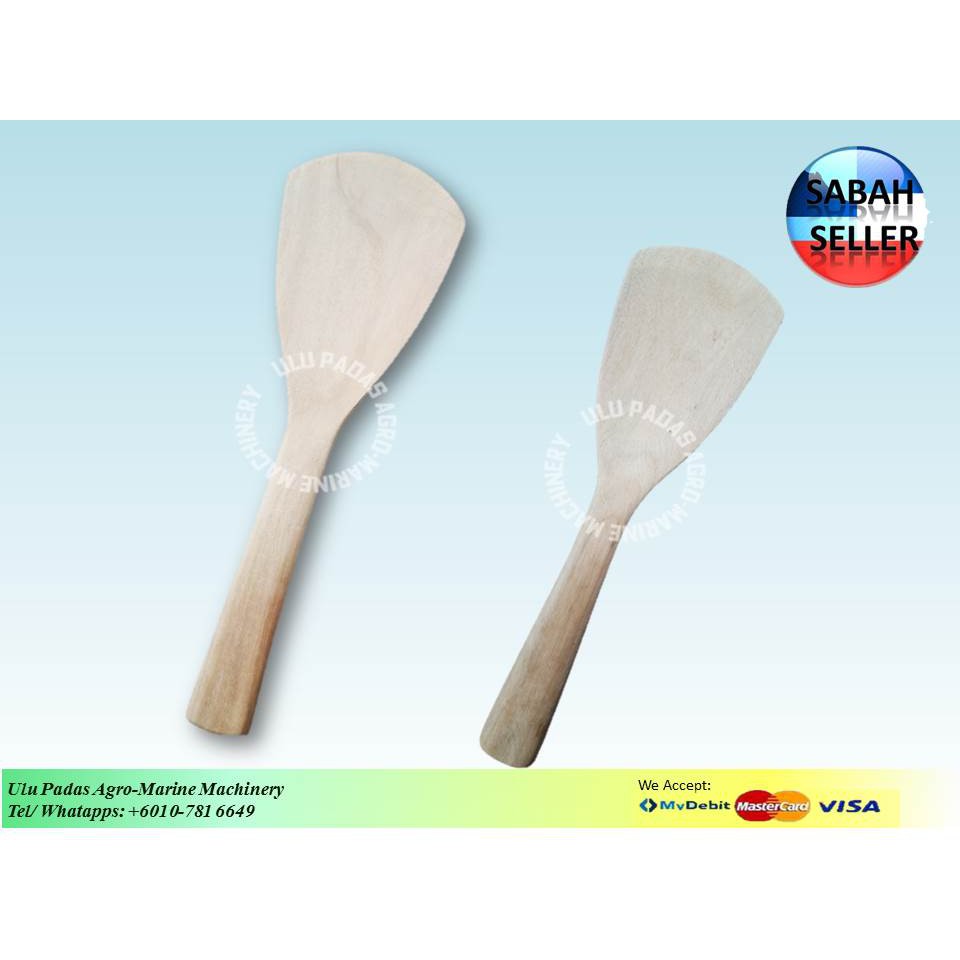 1pc Wooden Cooking Spatula & 1pc Rice Paddle Spoon