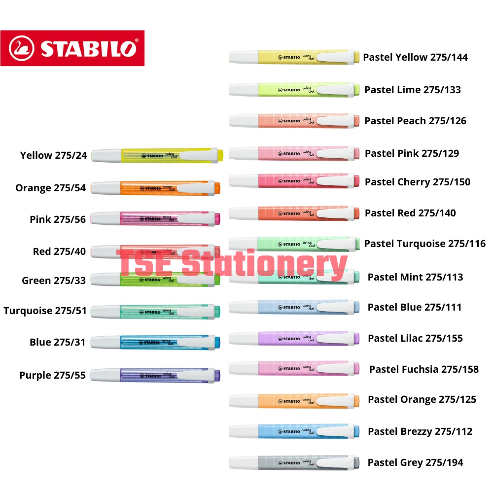 STABILO Swing Cool Highlighters Pastel Colors Text Markers 1mm/4mm