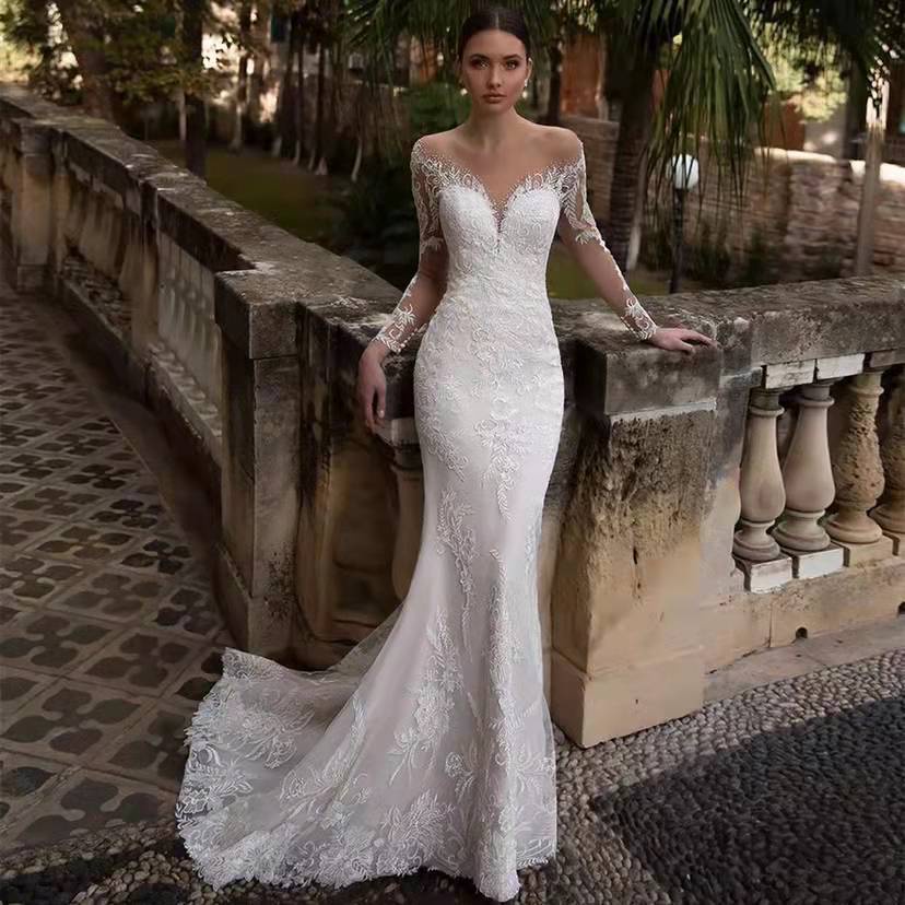 White lace store fishtail wedding dress