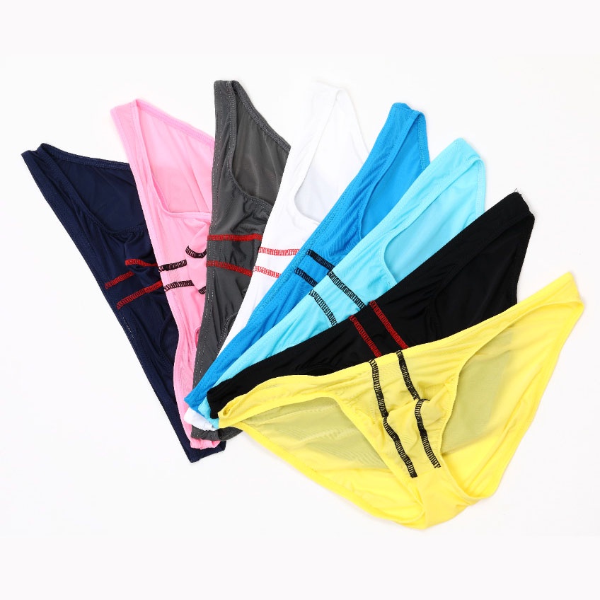 Men's Underwear U-convex Thin Ice Silk Low-rise Briefs Long Line