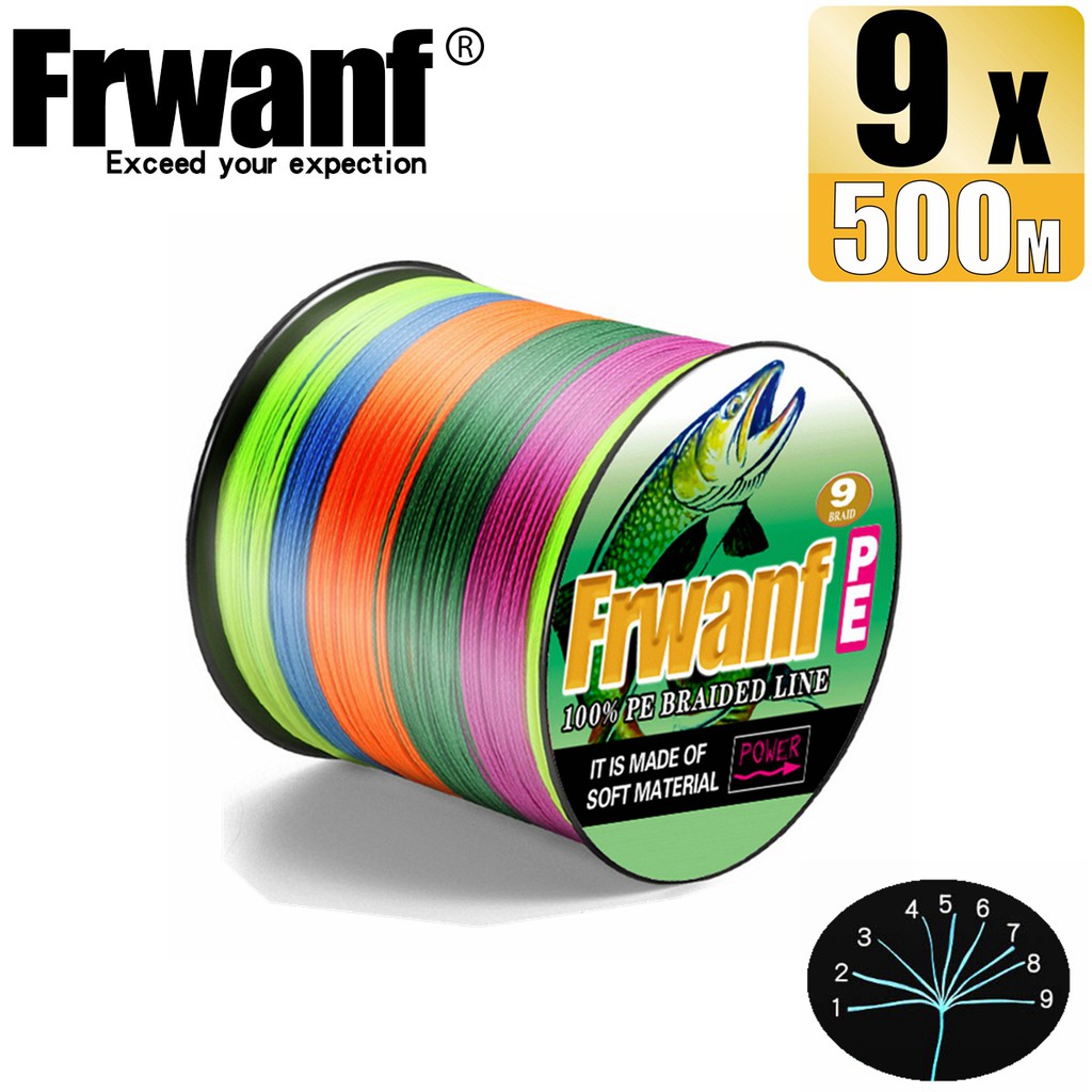 Frwanf Super Strong 4 Strands PE 500M Braided Fishing Line Multifilament  Yellow