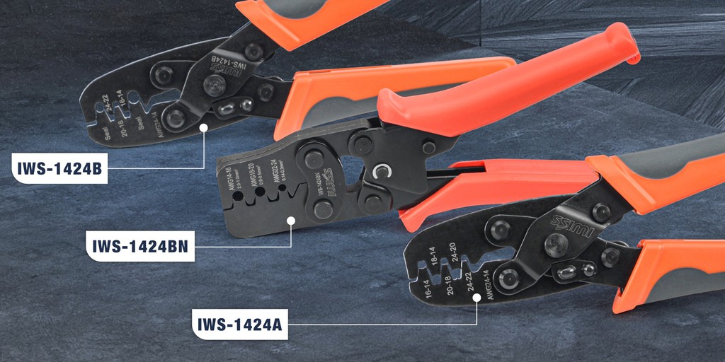 IWS-16 Non Insulated Terminal Crimper, AWG 22-6 Ratchet Wire Crimper Tool  for Battery Cable Terminal, Copper Butt Connector, Splice Wire Connectors
