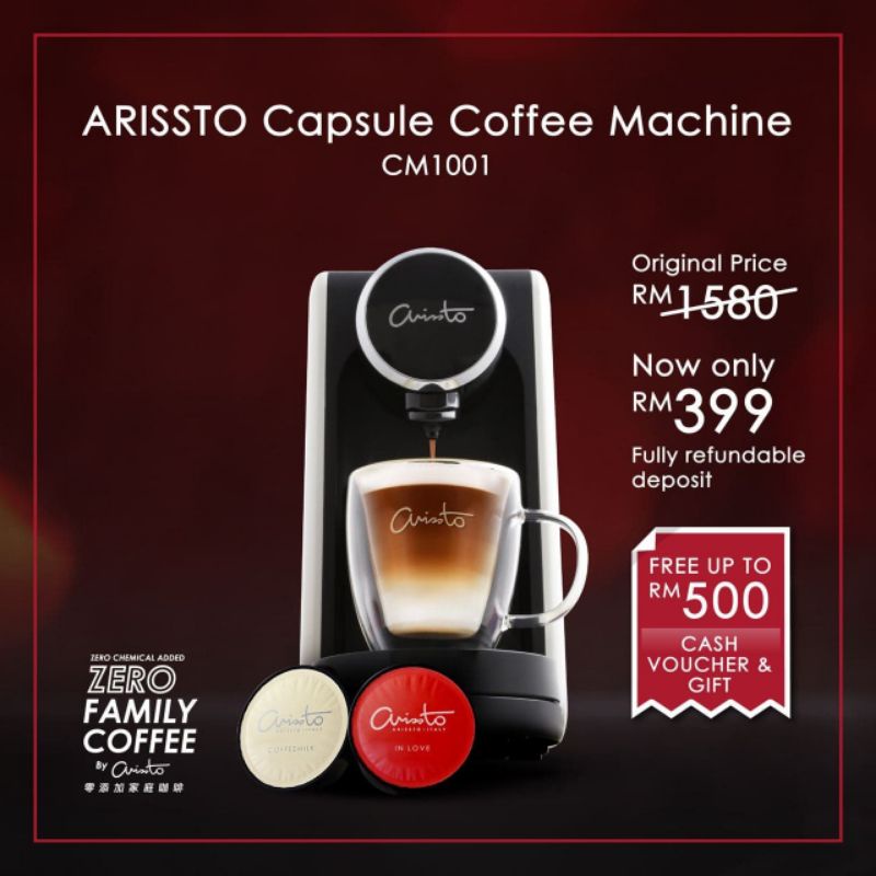 FREE ARISSTO Capsule BLACK DIAMOND Coffee Machine Package
