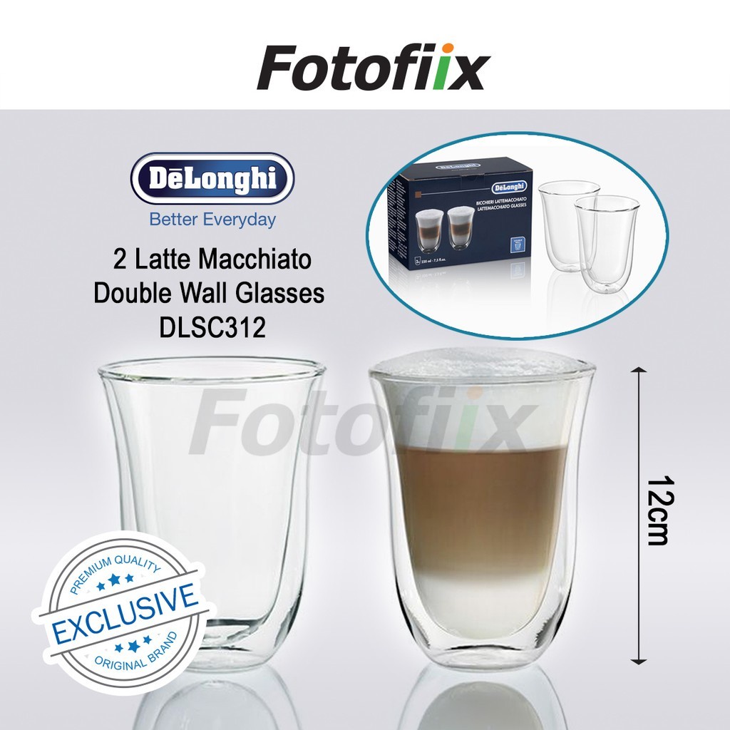 Delonghi 2 Latte Macchiato Double Wall Glasses 330ml DLSC312