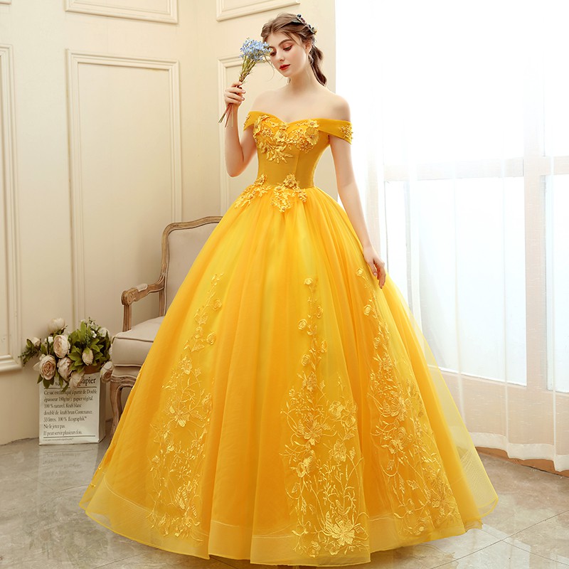 Golden yellow wedding outlet dress