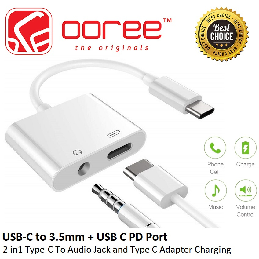 2-in-1 USB C to 3.5mm Headphone Audio Adapter