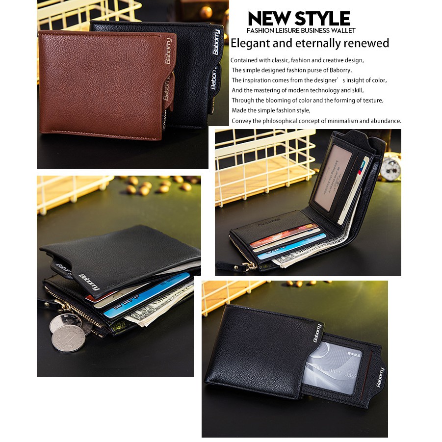 Antimagnetic Men Wallet Anti RFID Male Zipper Purse Short PU Leather Wallet