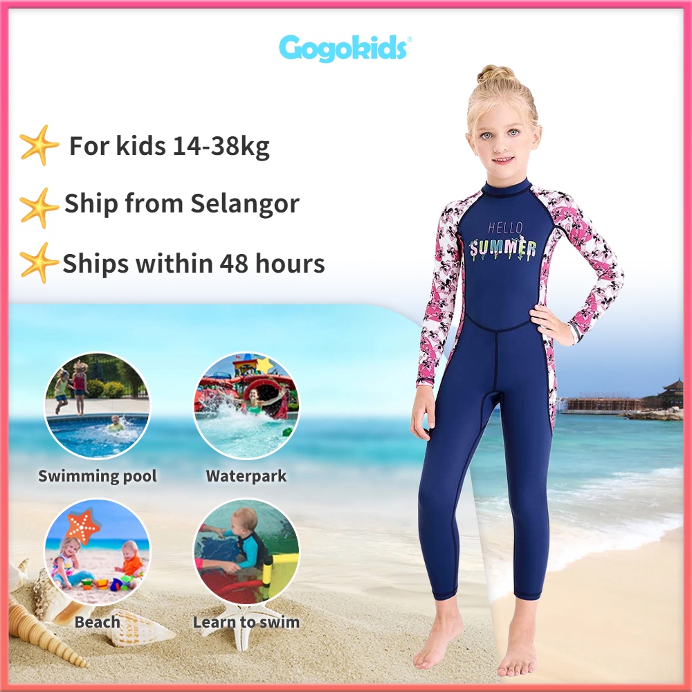 Gogokids Kids Wetsuit Boys Girls Long Sleeves Quick-Drying Bathing Suit  Children Swimwear One Piece Sunsuit Sun Protection UV 50+ for Water Sports