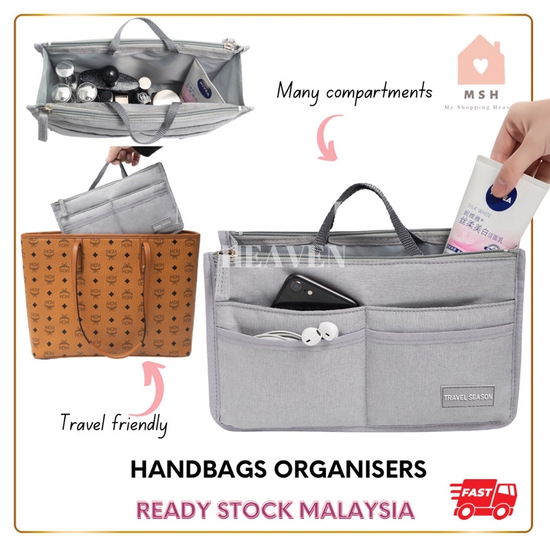 Handbags Organisers Travel Bag Compartment with Handle & Dual Zip