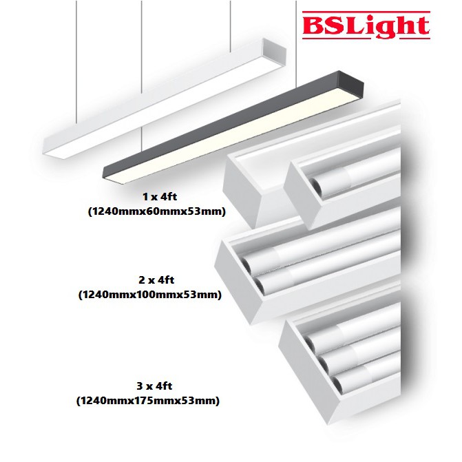 BS Light T8 Linear Fitting Office Hanging Light BLACK WHITE