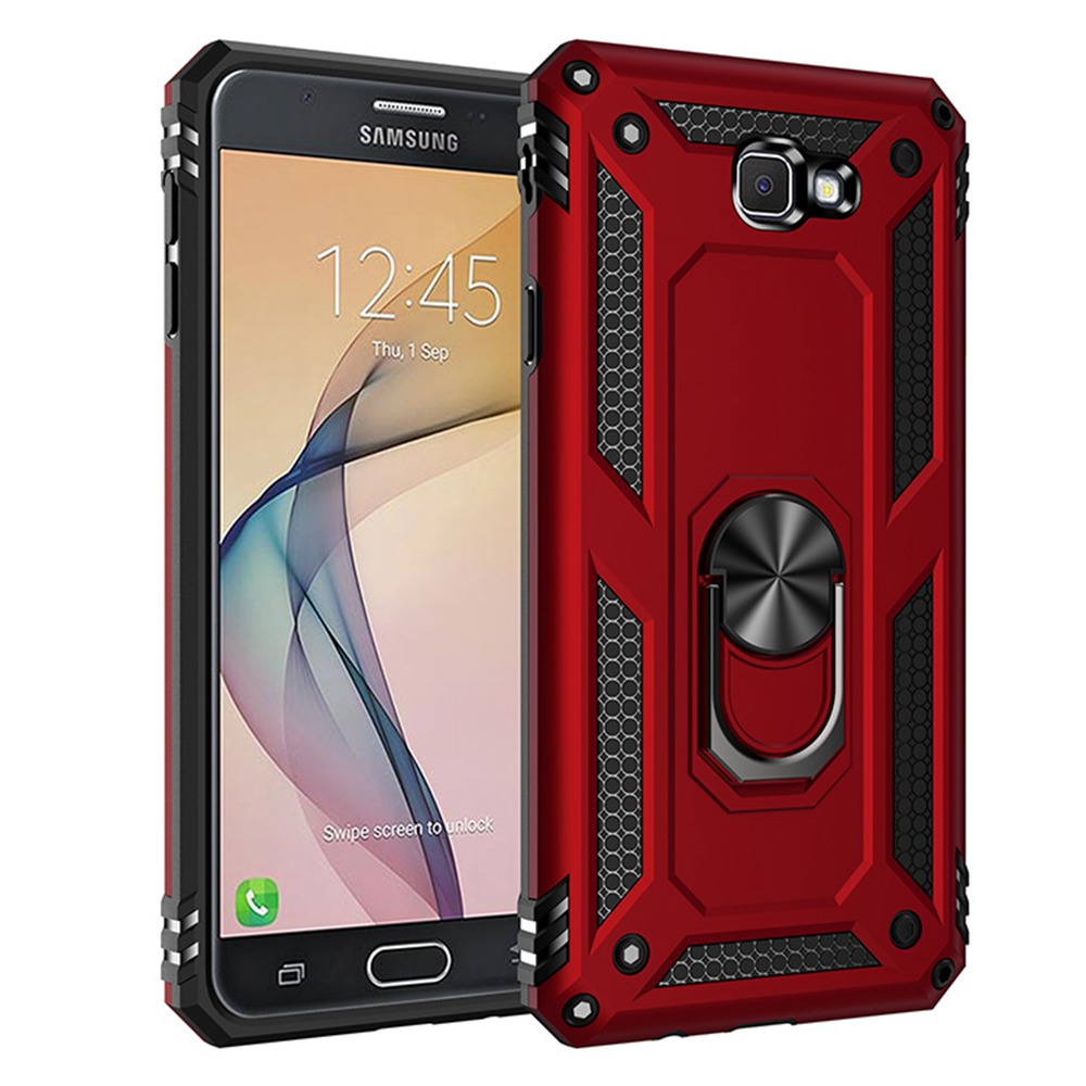 Colorful Case Samsung Galaxy J7 Prime SM G610Y Shockproof Cover Finger Ring Holder Hard PC Phone Case Armor Casing