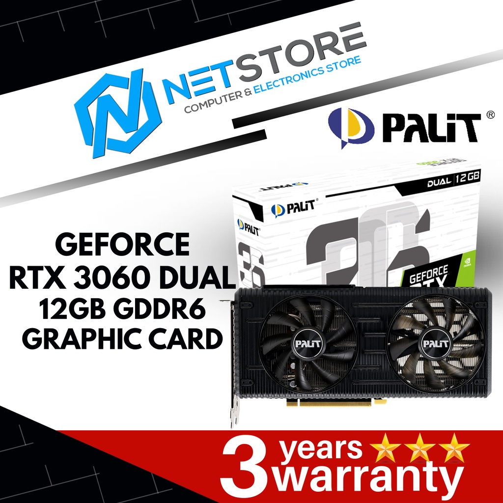 PALIT GEFORCE RTX 3060 DUAL 12GB GDDR6 GRAPHIC CARD - NE63060019K9