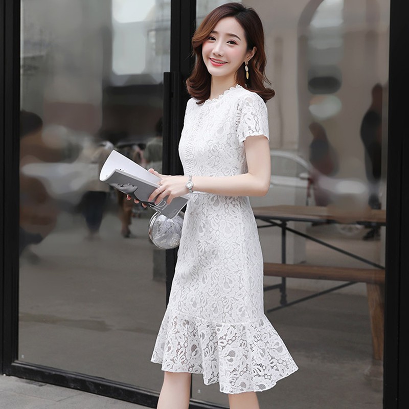 Short sleeve lace clearance dress