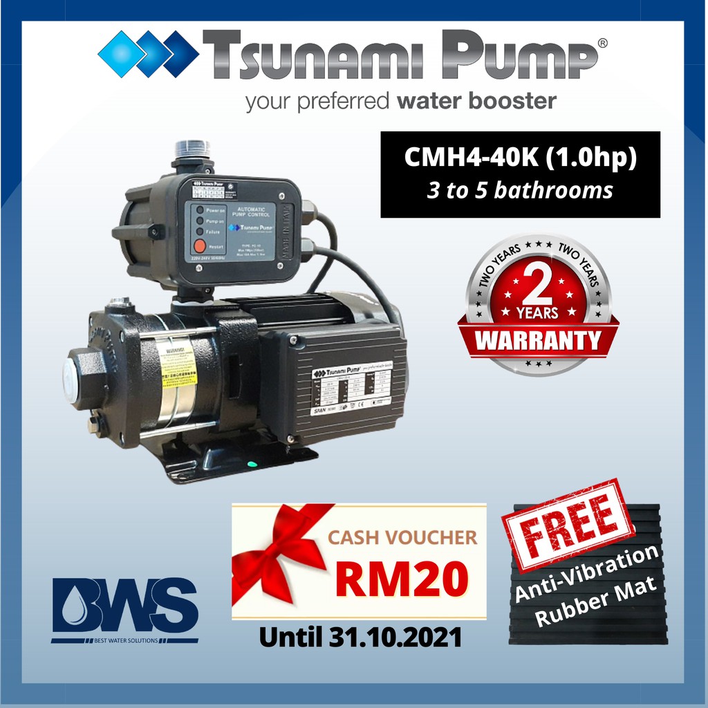 TSUNAMI CMH4-40K WATER PUMP (1.0HP) | AUTOMATIC HOME BOOSTER PUMP | Shopee  Malaysia