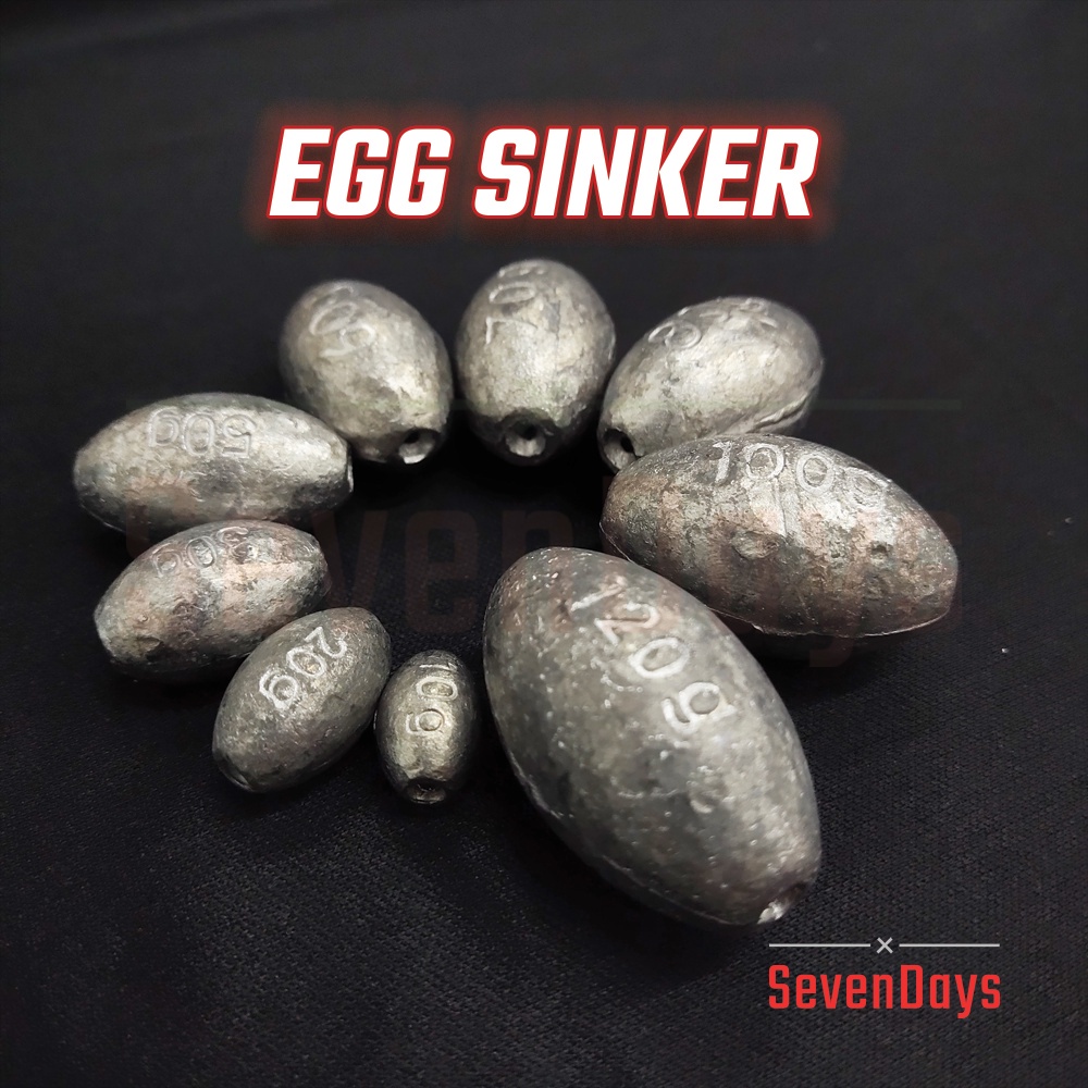 2-5pcs] Egg Sinker 10g-200g Batu Ladung Timah Olive Weighted Lead