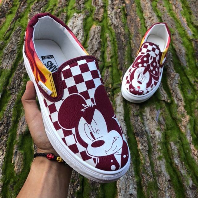 VANS SLIP ON MICKEY X TRASHER MAROON Shopee Malaysia