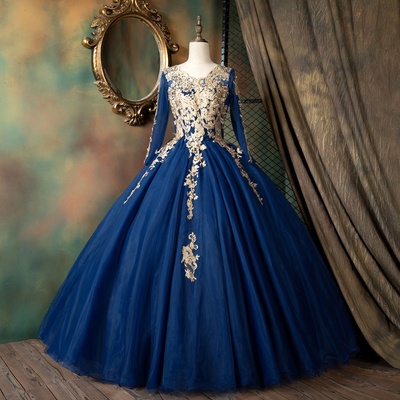 Blue and outlet gold wedding dress