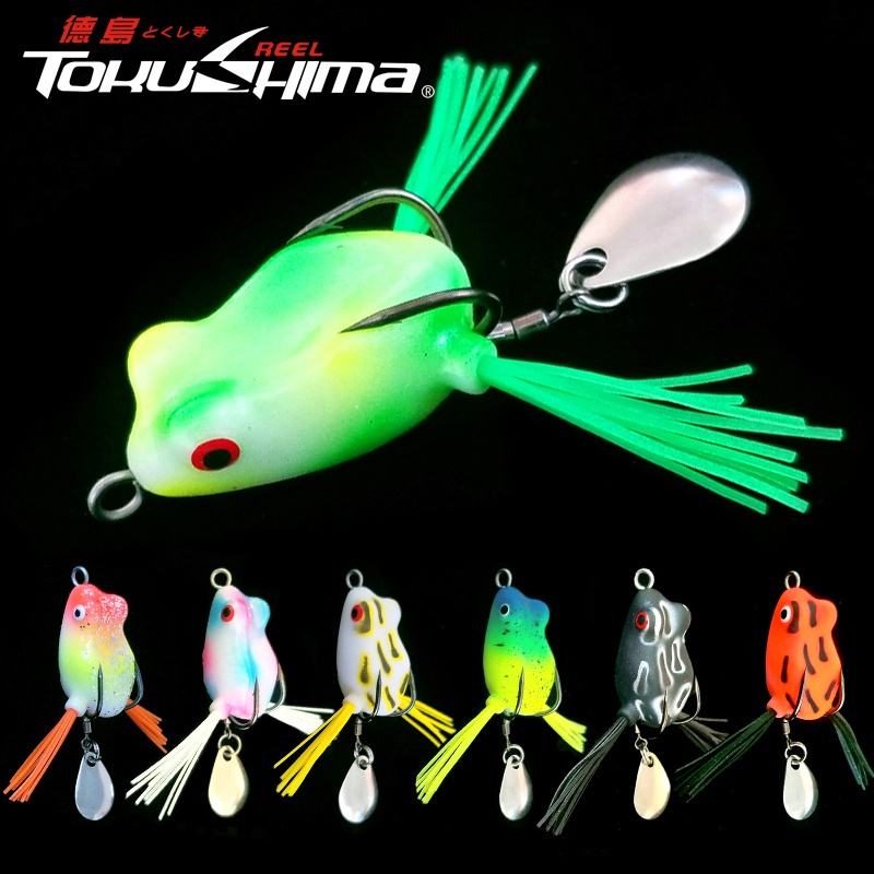 Cheap 5Pcs 3Cm-4.2G Frog Lure Soft Tube Bait Rubber Fishing Lures Topwater  Artificial Baits with Metal Double Hook