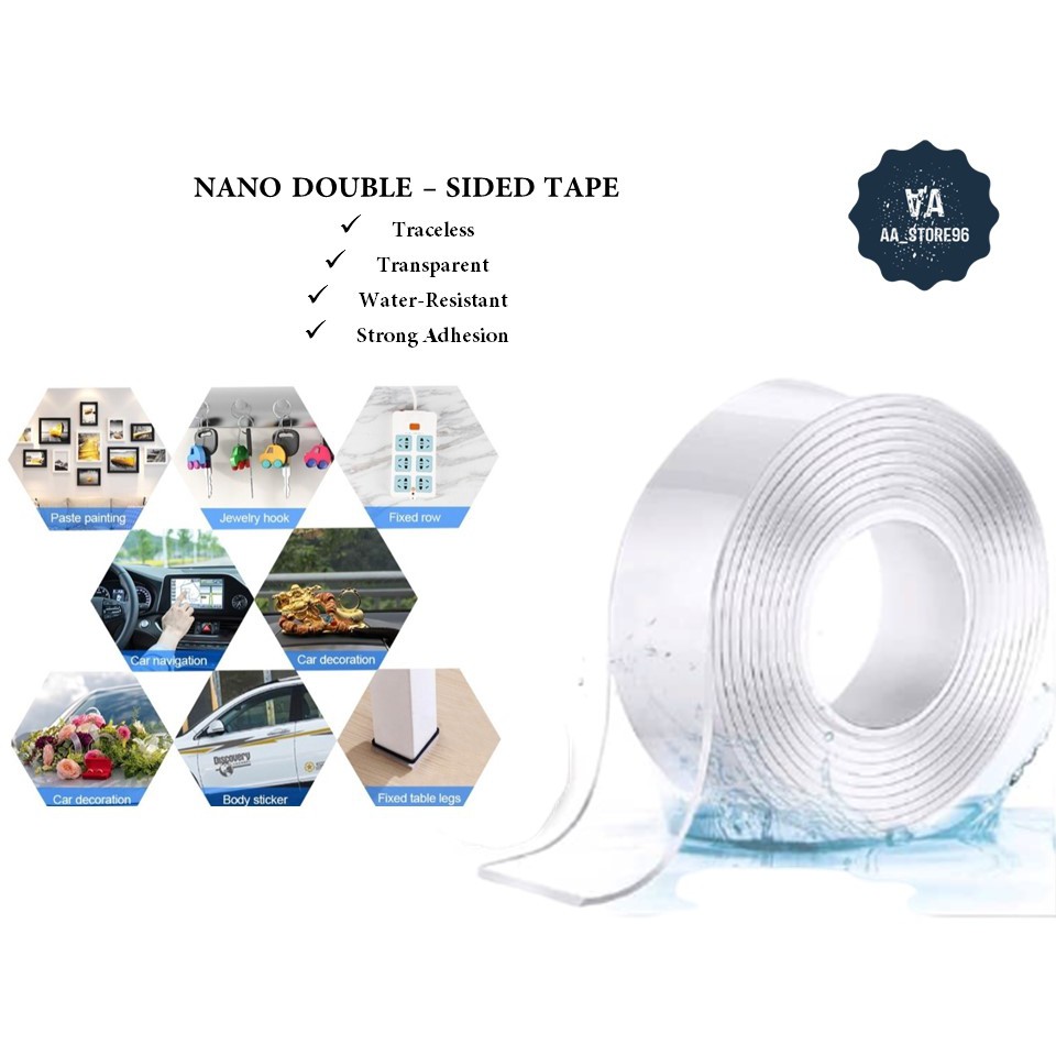 NANO TAPE Nano Gel Tape Double Sided Nano Adhesive Silicone Tape for Walls  Washable Reusable Strong Sticky Strips Transparent Heat Resistant