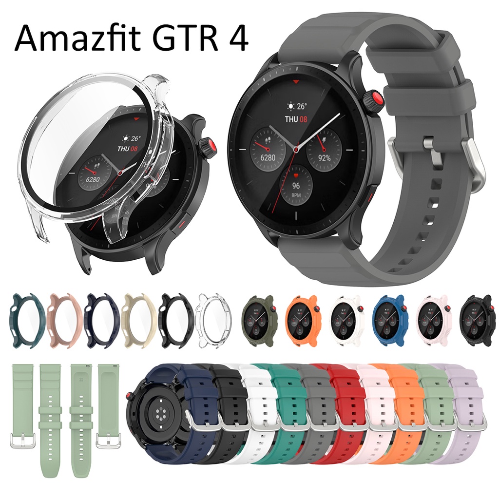 For Amazfit GTR 4 case strap USB Cable charger stand tempered glass screen  protector accessories classic 2022 new smart watch band straps