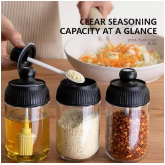 SEASONING BOTTLE WITH SPOON COVER SPICE CONTAINERS SEASONING JAR