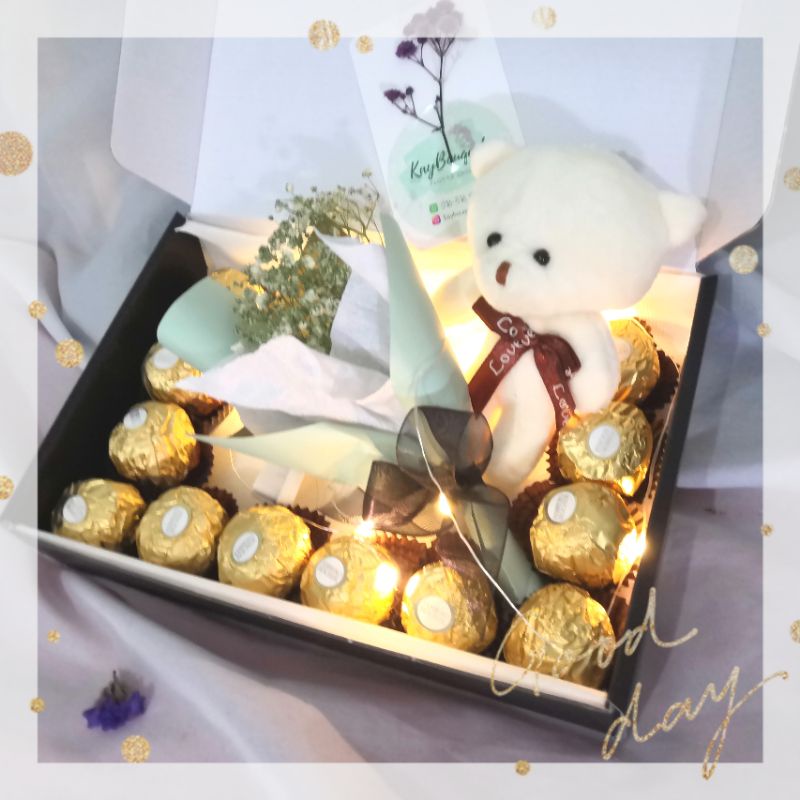 Special Birthday Gift Includes Teddy With Birthday Greeting Card And  Ferrero Rocher