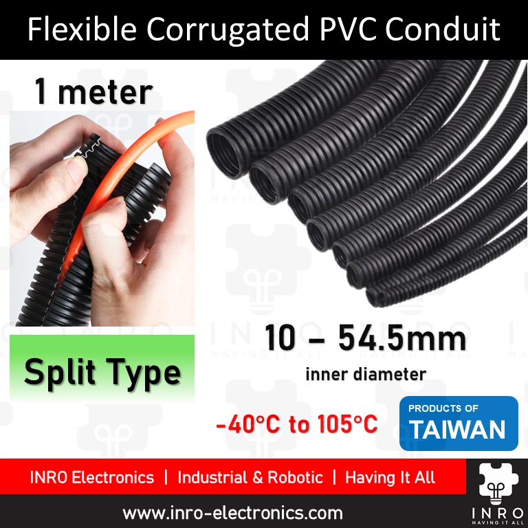 1 Black Split Wire Loom Tubing Conduit Flexible Cover Polyethylene Tube  Size & Options