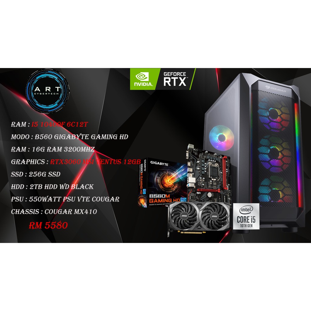 Mid High Gaming PC I5 10400F 6C12T RTX 3060 Shopee Malaysia