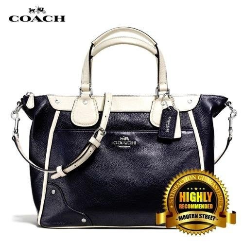 Coach F37679 Mickie Satchel in Spectator Leather Midnight Chalk