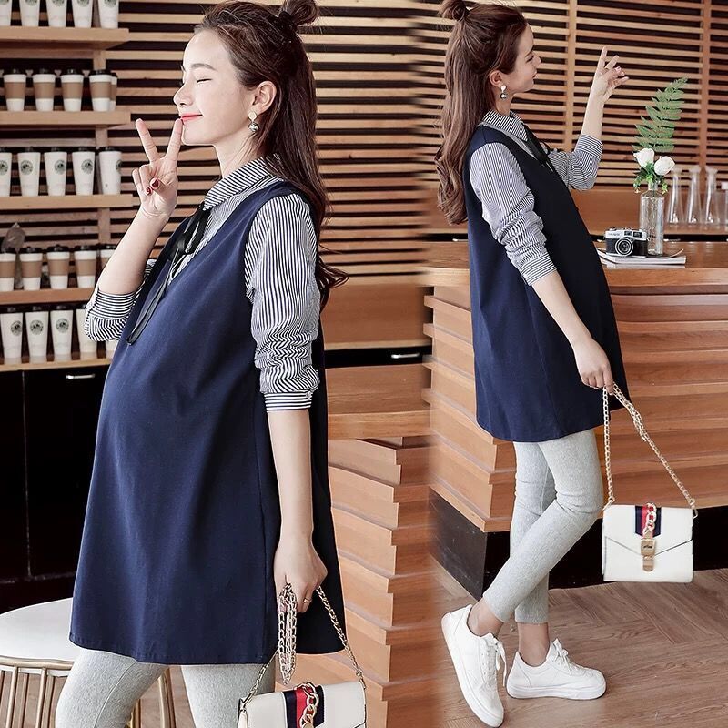 Cheap Maternity Dress Summer Lapel Stripe Breastfeeding Pregnancy Dresses  Shirt Skirt Clothes for Pregnant Women Pregnancy Feeding Top Clothing