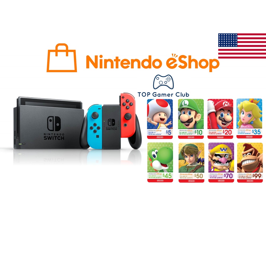 Nintendo Switch eShop US~ USD 5,10,15,20,25,30,35,40,45,50,60,70